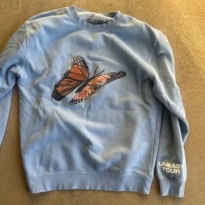 Blue Sweater with Butterfly Design